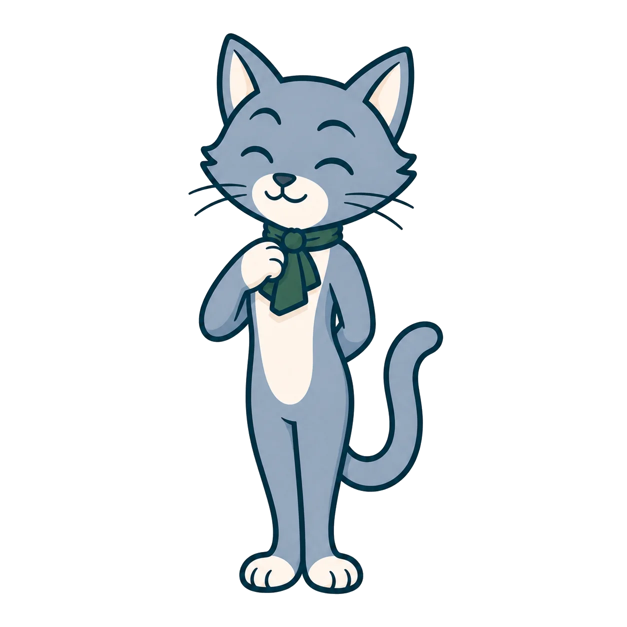 Ganosch, eine elegante blaugraue Katze mit grünem Halstuch