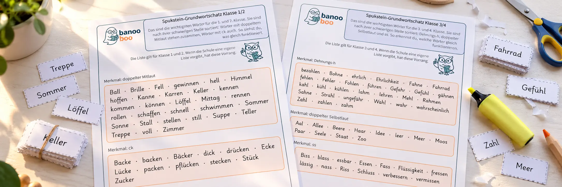 Grundwortschatz und Lernwörter für die Grundschule