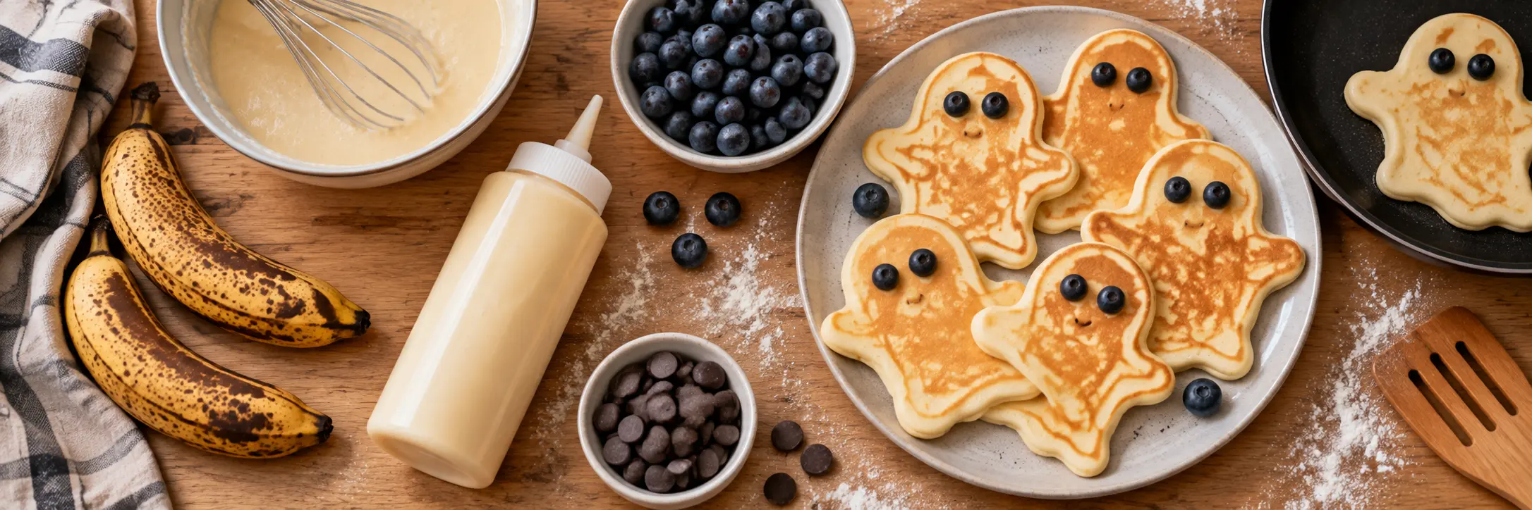 Gespenster-Pfannkuchen: Halloween-Frühstück für Kinder