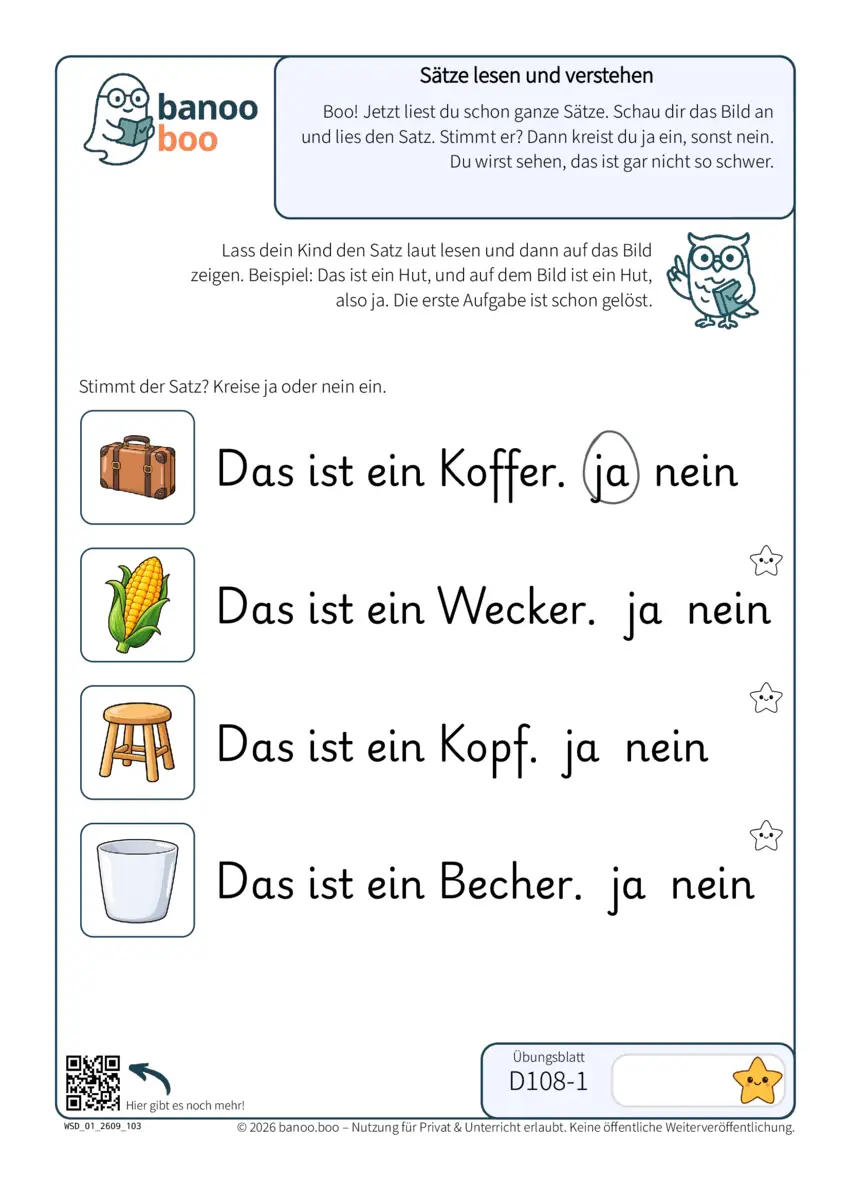 Sätze lesen und verstehen – Vorschau