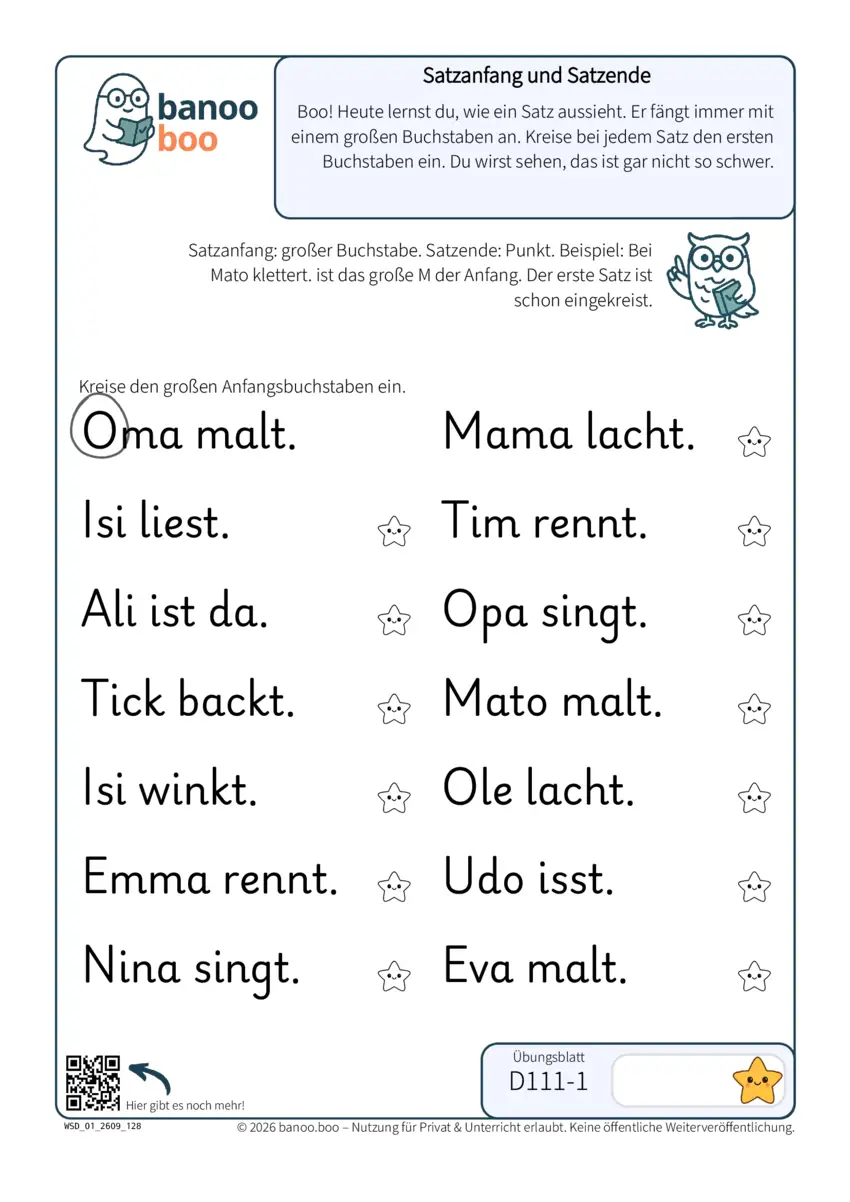 Satzanfang und Satzende – Vorschau