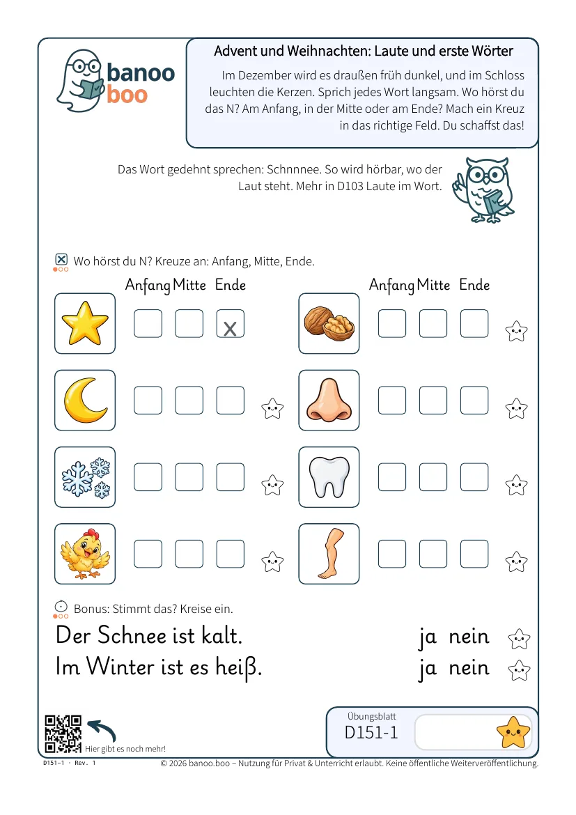 Vorschau: Advent und Weihnachten: Laute und erste Wörter