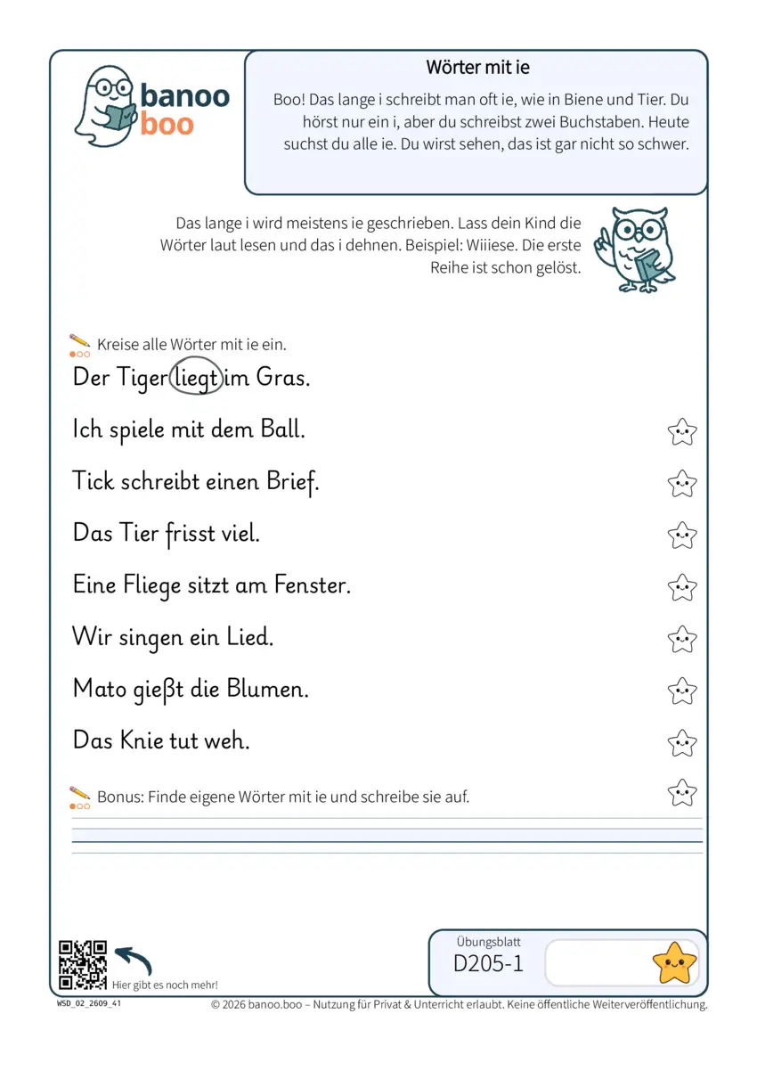 Wörter mit ie – Vorschau