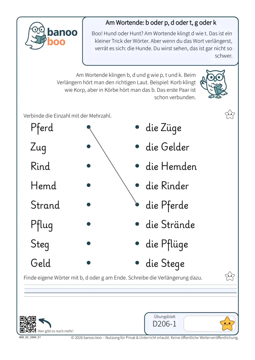 Vorschau: Am Wortende: b oder p, d oder t, g oder k