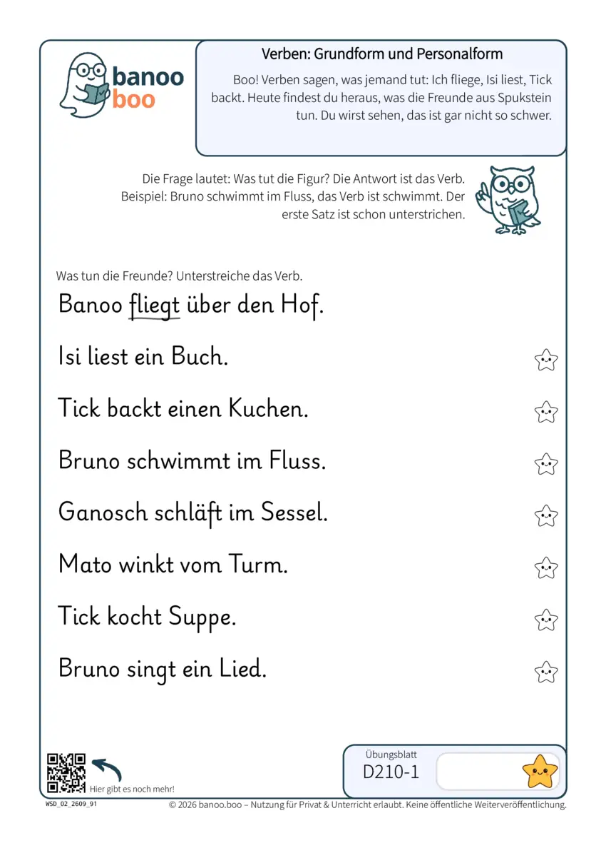 Vorschau: Verben: Grundform und Personalform