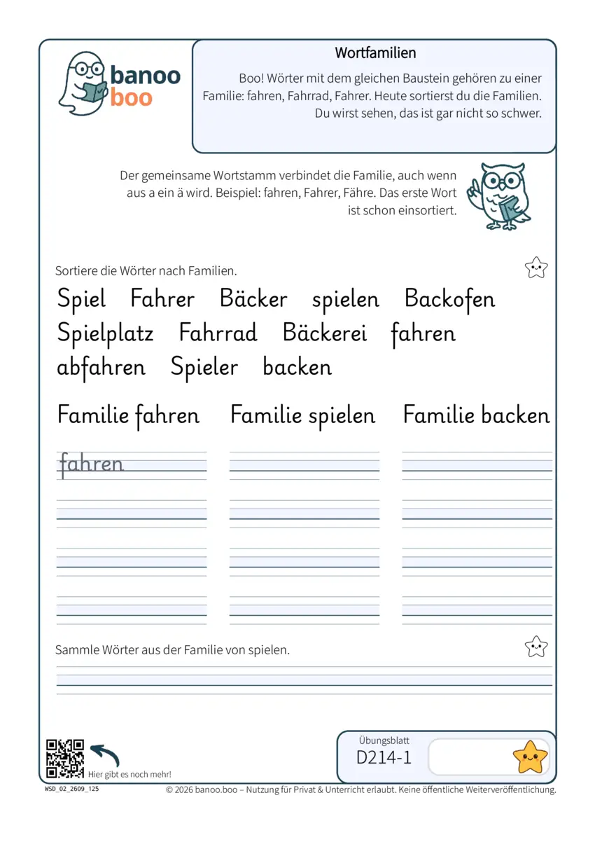 Vorschau: Wortfamilien