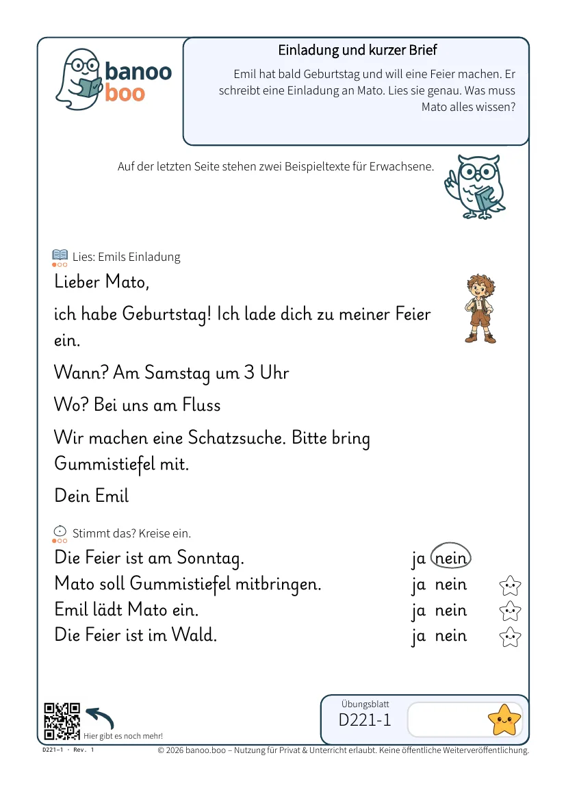 Einladung und kurzer Brief – Vorschau