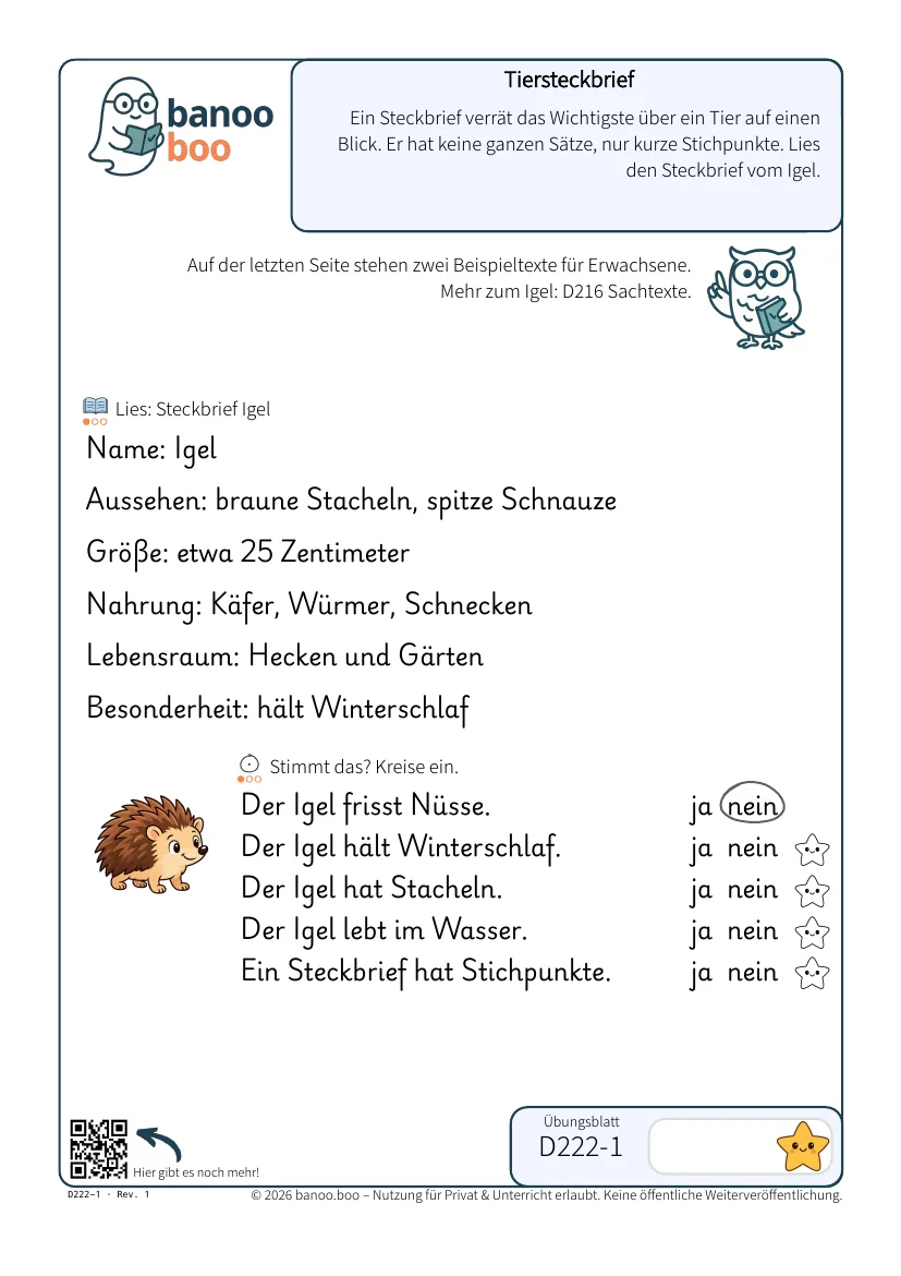 Tiersteckbrief – Vorschau