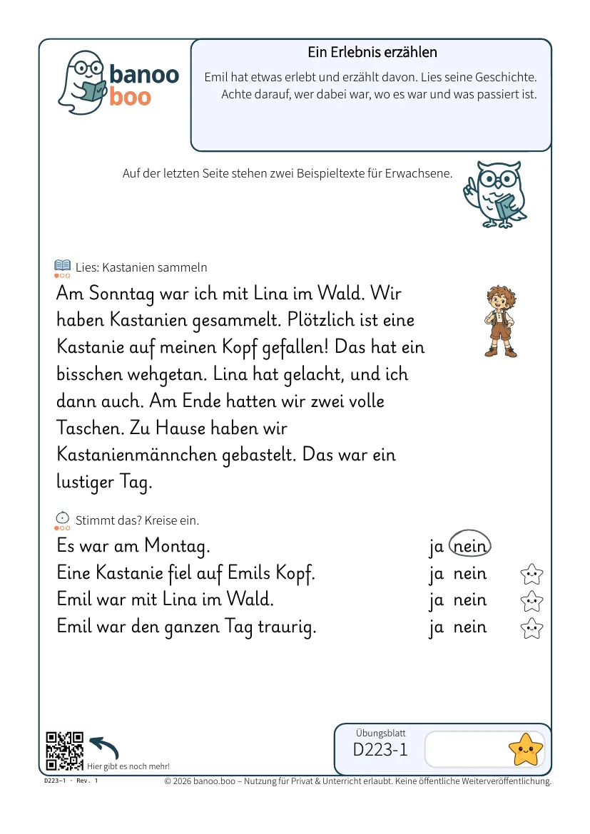 Vorschau: Ein Erlebnis erzählen