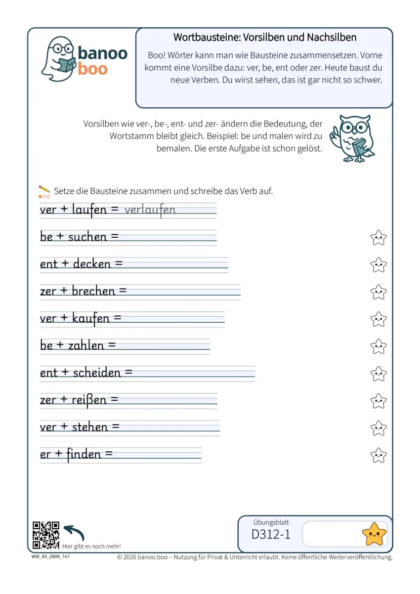 Vorschau: Wortbausteine: Vorsilben und Nachsilben