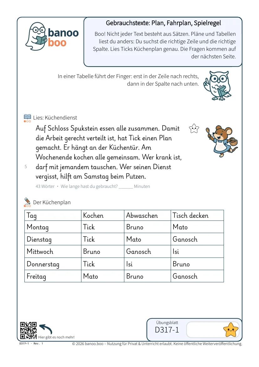 Gebrauchstexte: Plan, Fahrplan, Spielregel – Vorschau