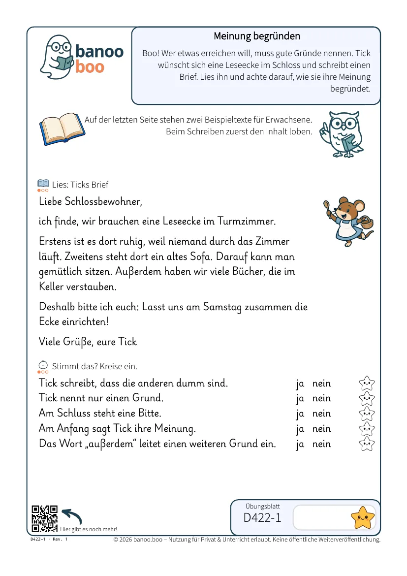 Vorschau: Meinung begründen