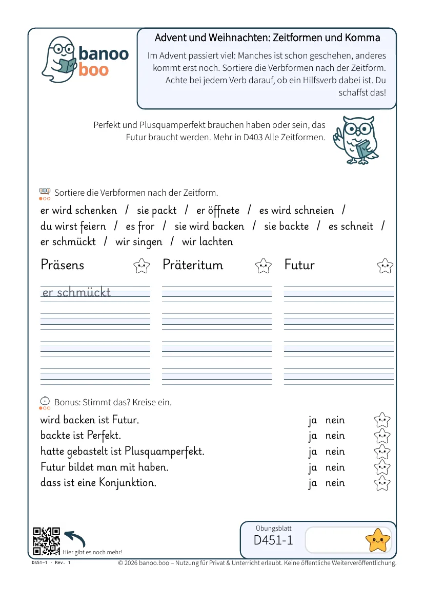 Advent und Weihnachten: Zeitformen und Komma – Vorschau
