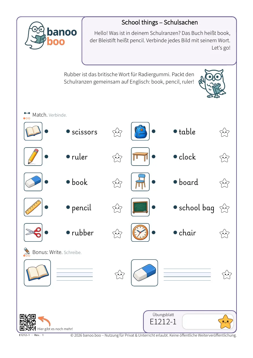 School things – Schulsachen – Vorschau