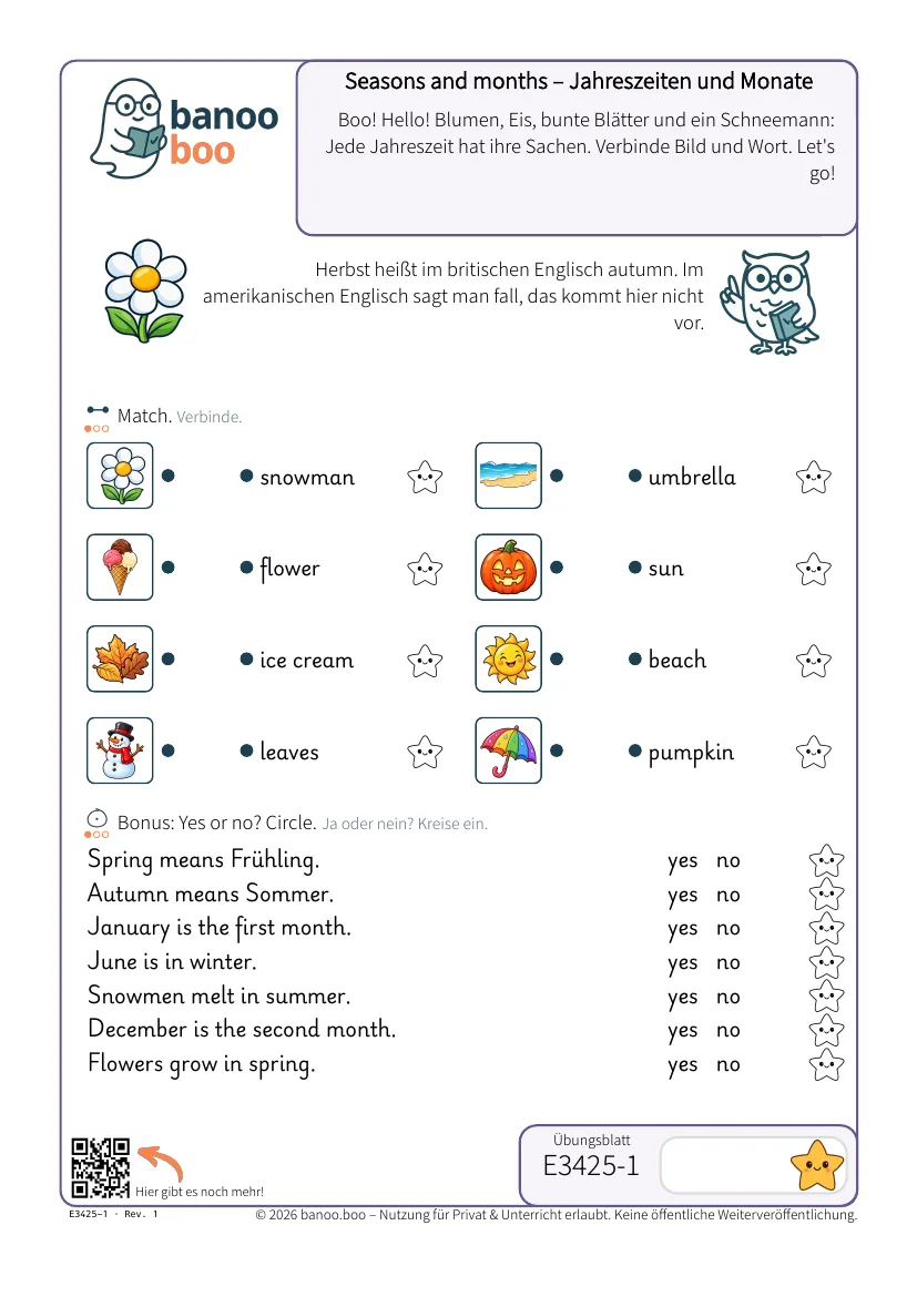 Seasons and months – Jahreszeiten und Monate – Vorschau