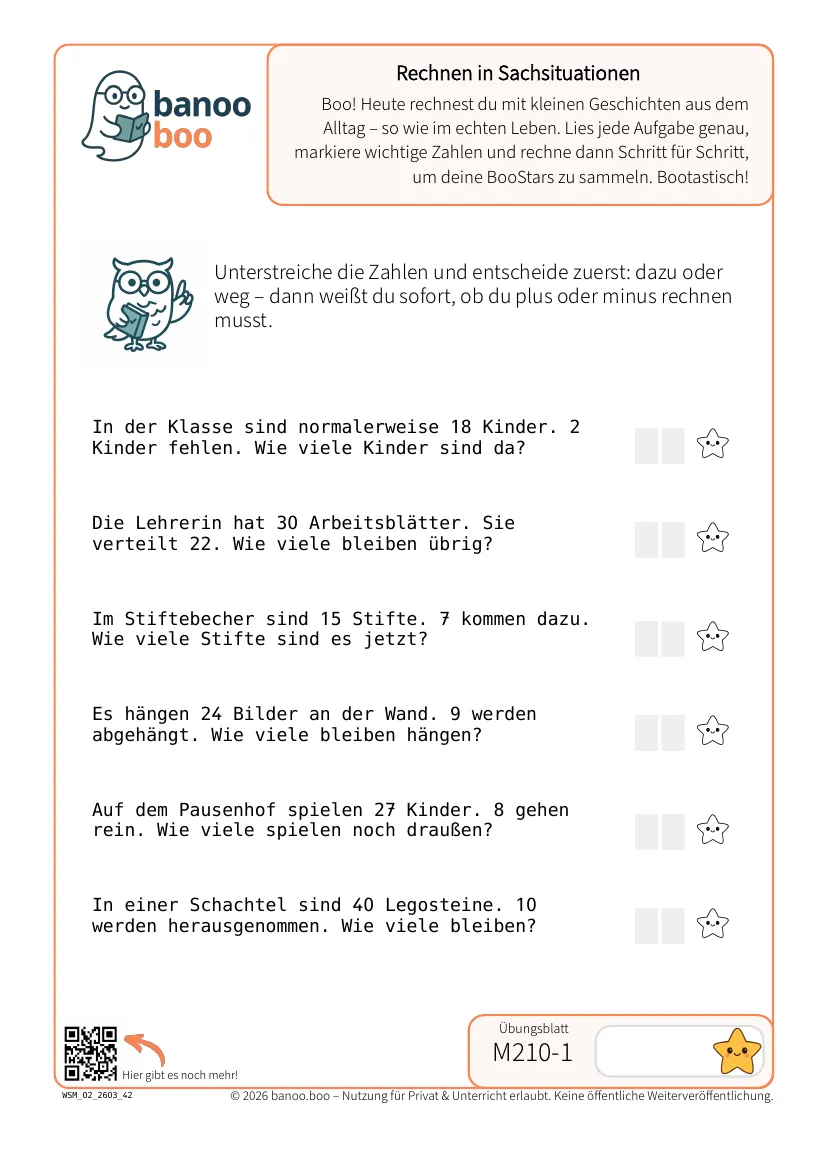 Rechnen in Sachsituationen – Vorschau