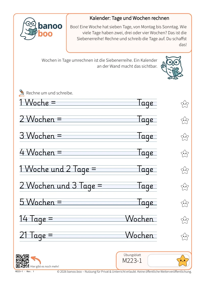 Kalender: Tage und Wochen rechnen – Vorschau