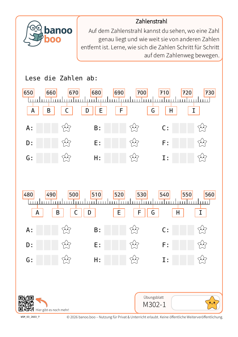 Zahlenstrahl bis 1000 – Vorschau