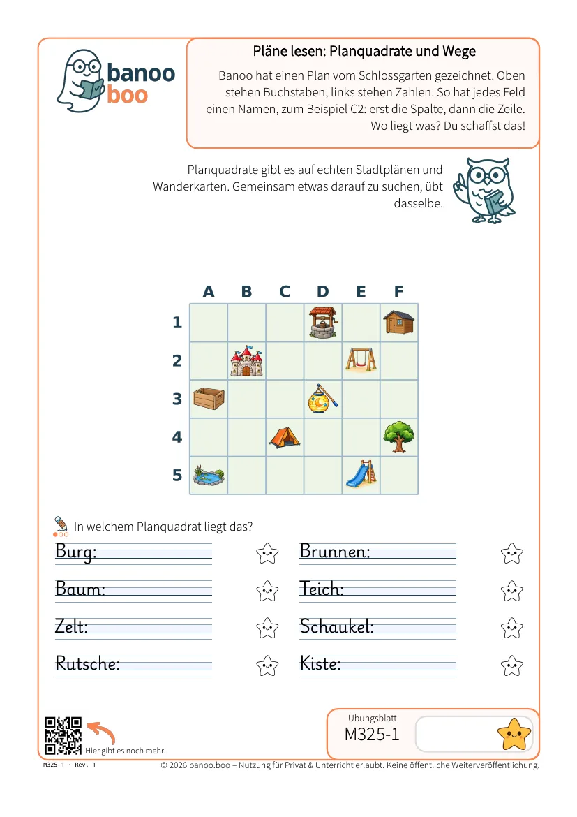 Vorschau: Pläne lesen: Planquadrate und Wege
