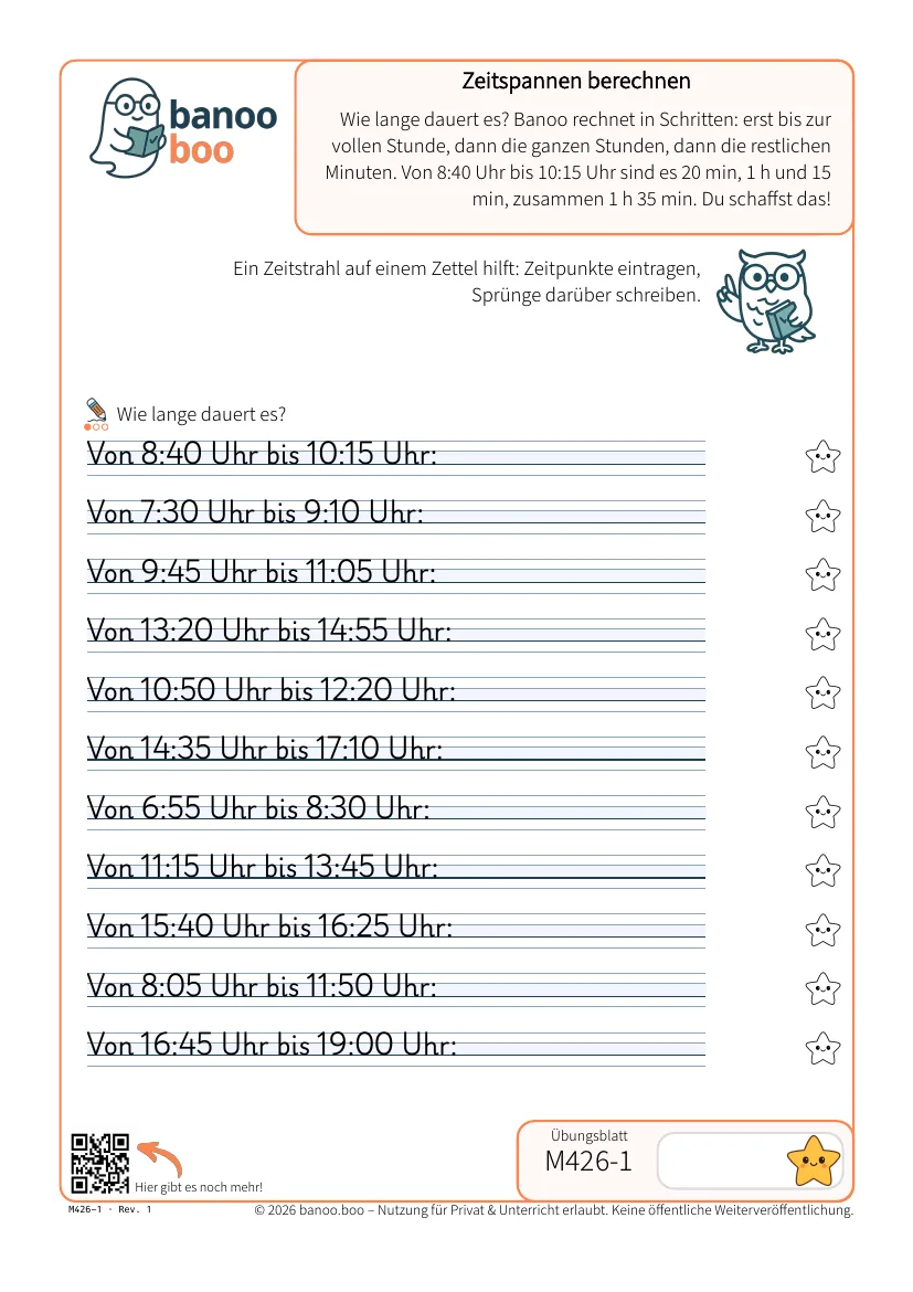 Zeitspannen berechnen – Vorschau