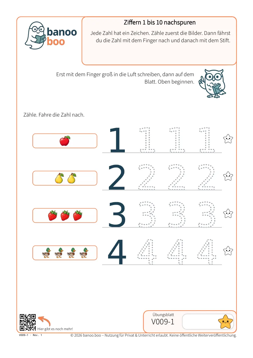 Ziffern 1 bis 10 nachspuren – Vorschau