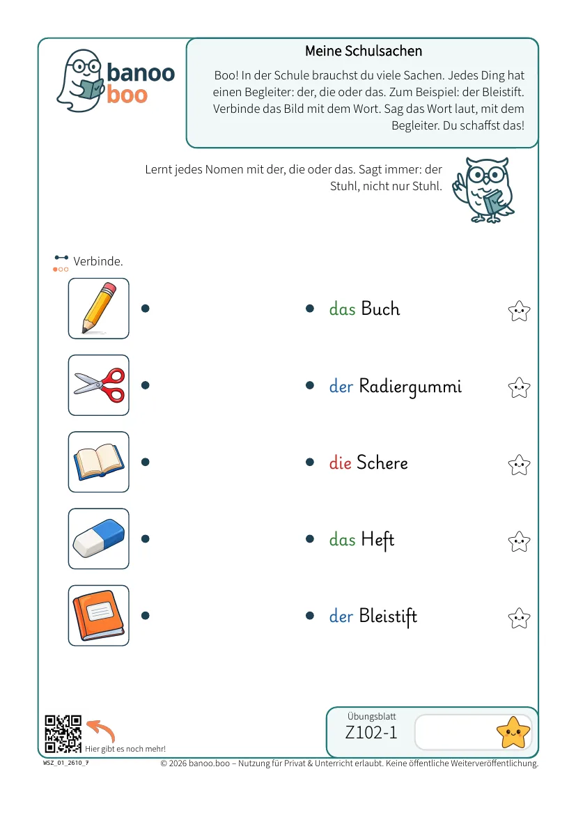 Meine Schulsachen: der, die, das – Vorschau