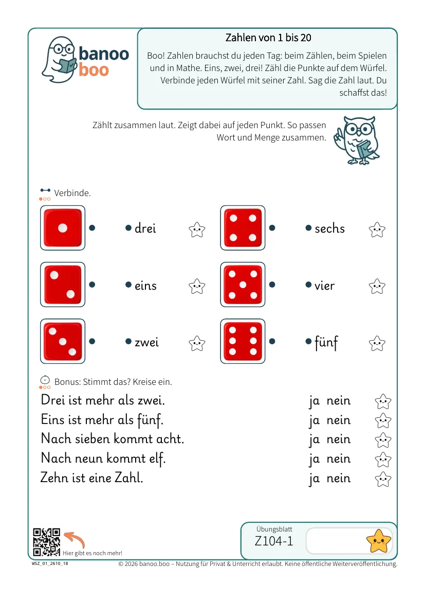 Zahlen von 1 bis 20 – Vorschau